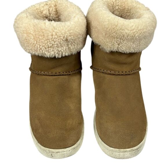 Ugg Short Sherpa‎ Lined Suede Ankle Boots Womens Size 8 Brown - Picture 1 of 8